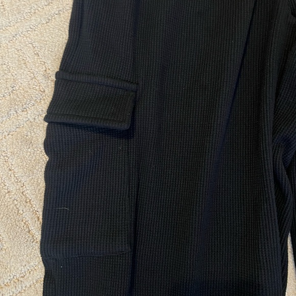 Black Waffle Knit Cargo Pants - Picture 3 of 9
